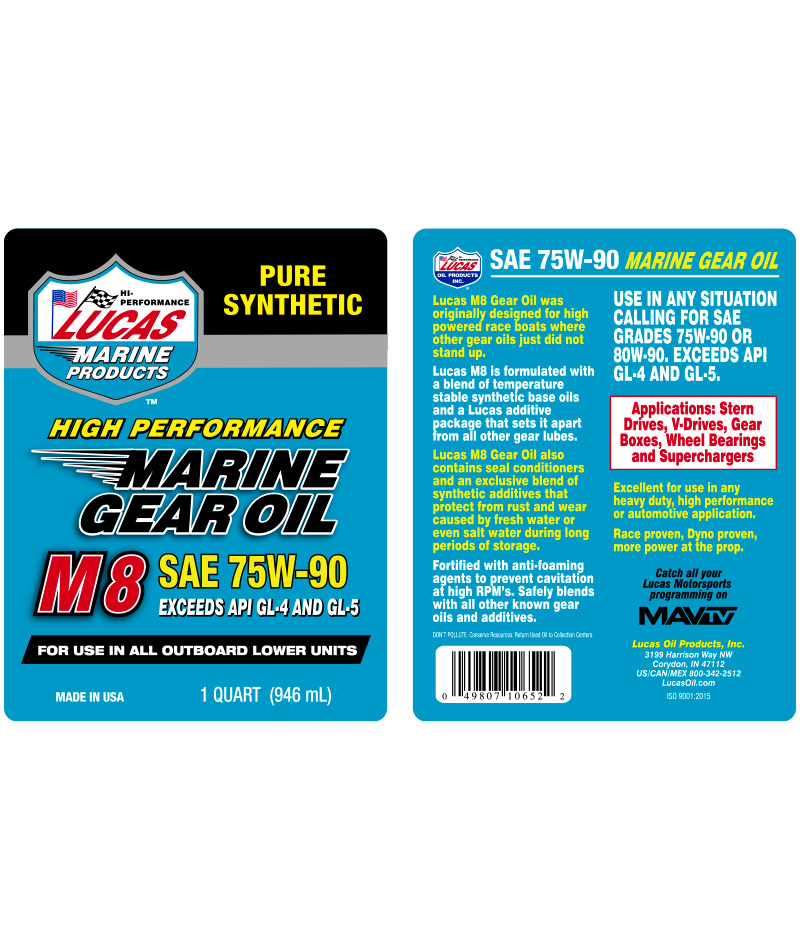 Marine Gear Oil Synthetic SAE 75W-90 M8
