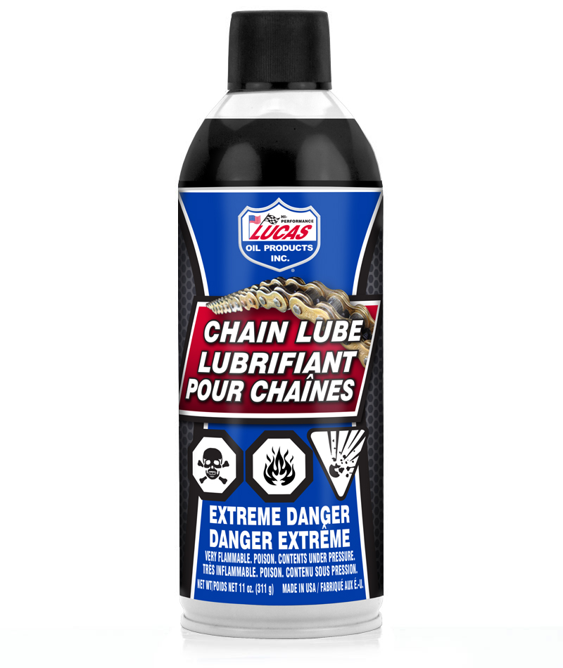 Huile Lucas Oil pour kit chaine moto - graissage pignon couronne - graisser  votre transmission secondaire pas cher