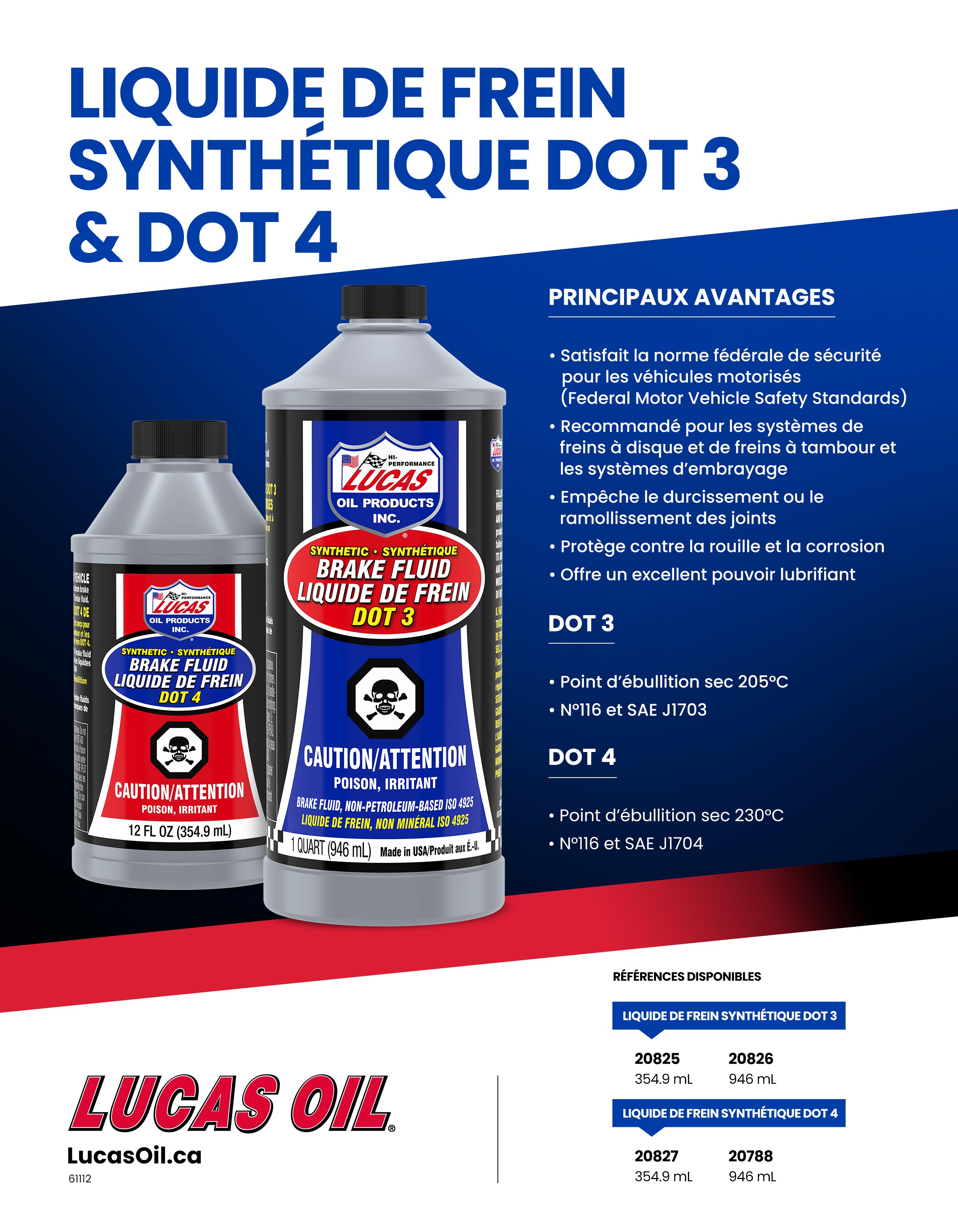 Liquide de frein synthétique Dot 3 & 4