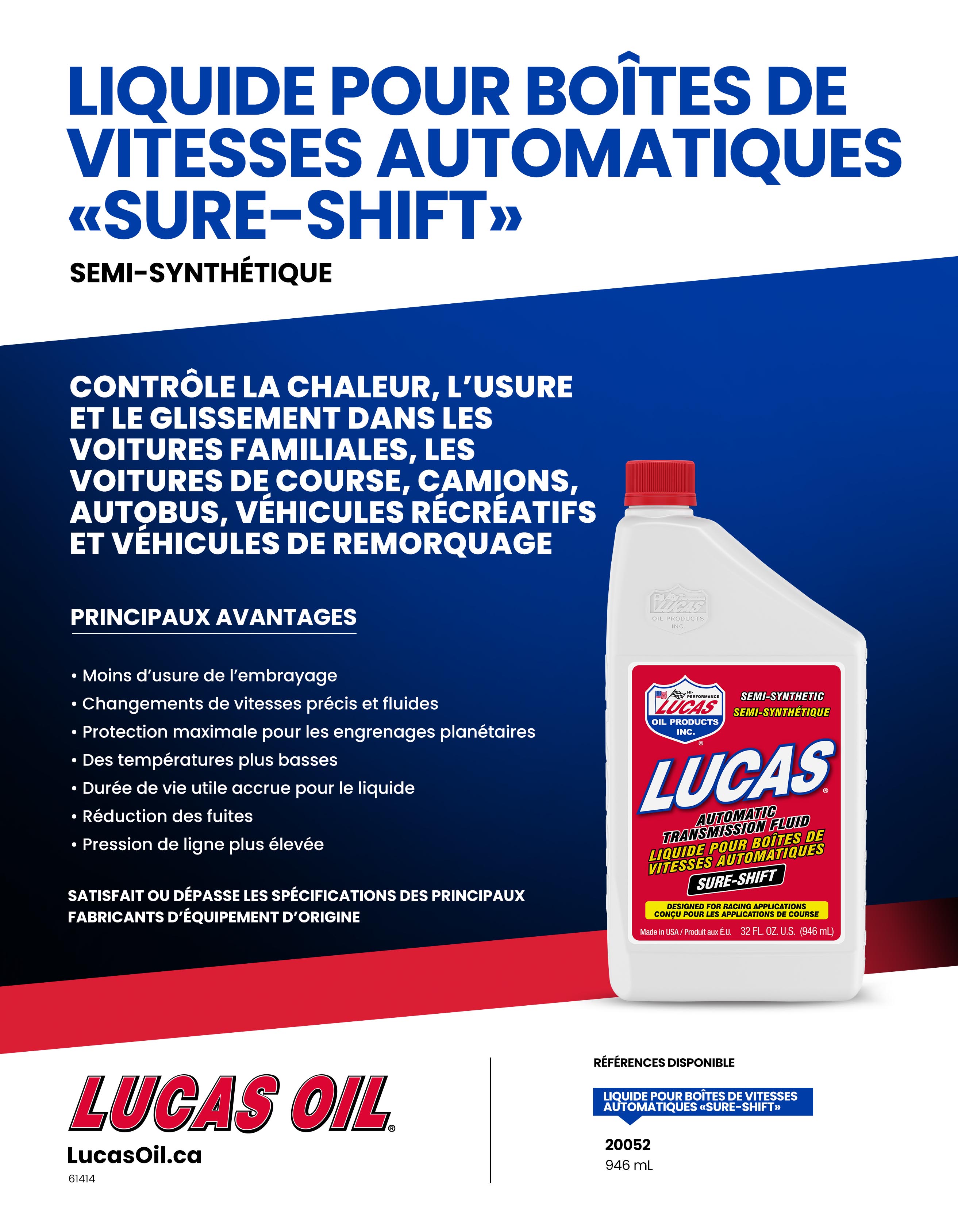 Lucas Oil 10052 Semi-Synthetic Automatic Transmission Fluid - 1qt